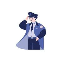 cute policeman in flat style isolated on background vector