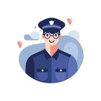 cute policeman in flat style isolated on background vector