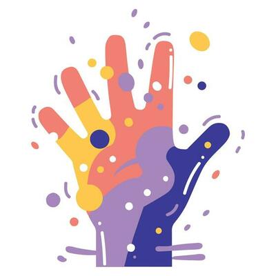 rainbow hands in flat style isolated on background