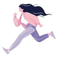 teenage woman walking or running in flat style isolated on background vector