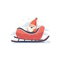 christmas Santa sleigh in flat style isolated on background vector