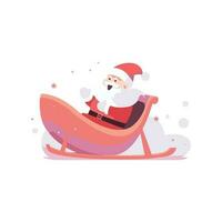 Navidad Papa Noel trineo en plano estilo aislado en antecedentes vector