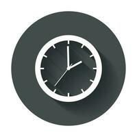 Clock Icon vector flat. Watch with long shadow.