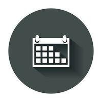 Calendar icon on vector illustration. Agenda icon in flat style with long shadow.