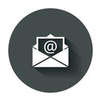 Mail envelope icon vector. Symbols of email flat vector illustration with long shadow.