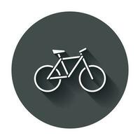bicicleta silueta icono. bicicleta vector ilustración en plano estilo. íconos para diseño, sitio web con largo sombra.