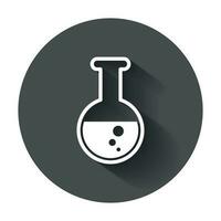 Chemical test tube pictogram icon. Laboratory glassware or beaker equipment isolated on white background. Experiment flasks with long shadow. vector