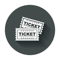 Ticket icon vector flat. Ticket with long shadow.