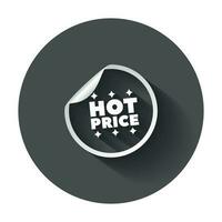 Hot price stickers. Vector illustration with long shadow.