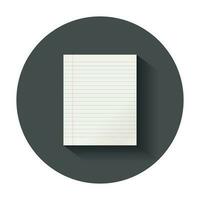 Realistic template notepad with spiral. Blank cover design. School business diary. Office stationery notebook with long shadow. vector