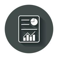 Document with chart symbol. Flat vector illustration with long shadow.