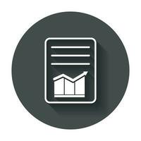 Document with chart symbol. Flat vector illustration with long shadow.