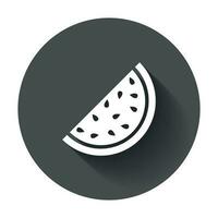 Watermelon icon. Juicy ripe fruit vector illustration with long shadow.