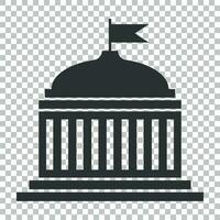 Bank building icon in flat style. Government architecture vector illustration on isolated background. Museum exterior business concept.