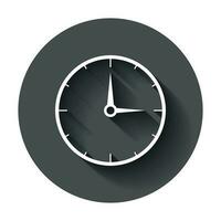 Clock countdown icon in flat style. Time chronometer vector illustration with long shadow. Clock business concept.