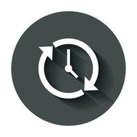 Clock countdown icon in flat style. Time chronometer vector illustration with long shadow. Clock business concept.