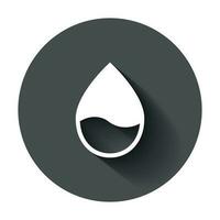 agua soltar icono en plano estilo. gota de agua vector ilustración con largo sombra. gotita agua gota negocio concepto.