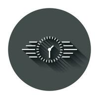 Clock countdown icon in flat style. Time chronometer vector illustration with long shadow. Clock business concept.