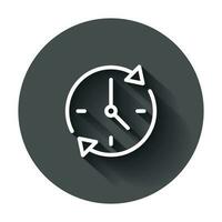 reloj cuenta regresiva icono en plano estilo. hora cronómetro vector ilustración con largo sombra. reloj negocio concepto.