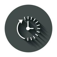 Clock countdown icon in flat style. Time chronometer vector illustration with long shadow. Clock business concept.