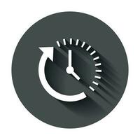 Clock countdown icon in flat style. Time chronometer vector illustration with long shadow. Clock business concept.