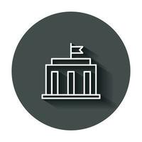 banco edificio icono en plano estilo. gobierno arquitectura vector ilustración con largo sombra. museo exterior negocio concepto.