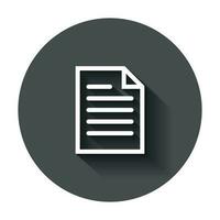 Document note icon in flat style. Paper sheet vector illustration with long shadow. Notepad document business concept.