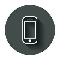 Smartphone icon in flat style. Phone handset vector illustration with long shadow. Smartphone business concept.