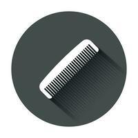 Hair brush icon in flat style. Comb accessory vector illustration with long shadow. Hairbrush business concept.