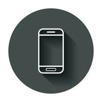 Smartphone icon in flat style. Phone handset vector illustration with long shadow. Smartphone business concept.