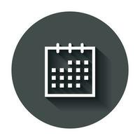 calendario agenda icono en plano estilo. planificador vector ilustración con largo sombra. calendario negocio concepto.