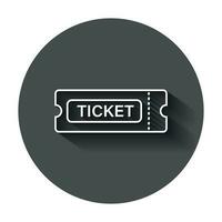 Cinema ticket icon in flat style. Admit one coupon entrance vector illustration with long shadow. Ticket business concept.