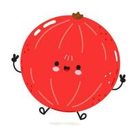 Red Ribes jumping character. Vector hand drawn cartoon kawaii character illustration icon. Isolated on white background. Red Ribes character concept