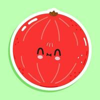 Sticker Red Ribes character. Vector hand drawn cartoon kawaii character illustration icon. Isolated on green background. Red Ribes character concept