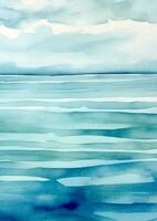 minimal abstract hand painted watercolour seascape background vector