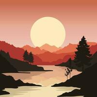 abstract landscape background with mountains and trees vector