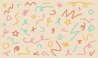 Fun colorful scribble set vector