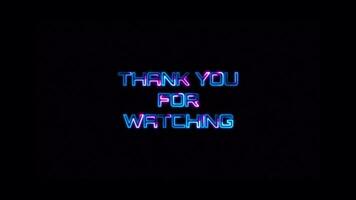 Loop Thank you for watching blue pink neon text video