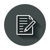 Document note icon in flat style. Paper sheet vector illustration with long shadow. Notepad document business concept.