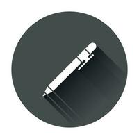 Pen icon in flat style. Highlighter vector illustration with long shadow. Pen business concept.