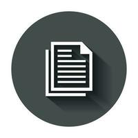 Document note icon in flat style. Paper sheet vector illustration with long shadow. Notepad document business concept.