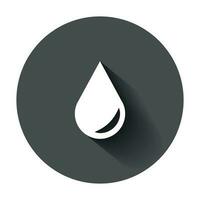 Water drop icon in flat style. Raindrop vector illustration with long shadow. Droplet water blob business concept.