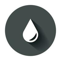 Water drop icon in flat style. Raindrop vector illustration with long shadow. Droplet water blob business concept.