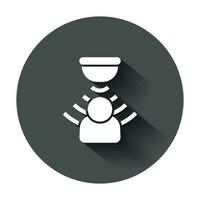 Motion sensor icon in flat style. Sensor waves with man vector illustration with long shadow. People security connection business concept.