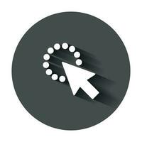 Computer mouse cursor icon in flat style. Arrow cursor vector illustration with long shadow. Mouse aim business concept.