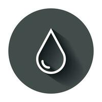 Water drop icon in flat style. Raindrop vector illustration with long shadow. Droplet water blob business concept.