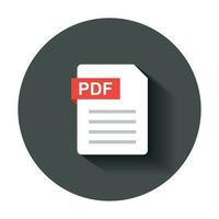 Pdf document note icon in flat style. Paper sheet vector illustration with long shadow. Pdf notepad document business concept.