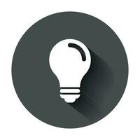 Light bulb icon in flat style. Lightbulb vector illustration with long shadow. Lamp idea business concept.