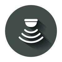 Motion sensor icon in flat style. Sensor waves vector illustration with long shadow. Security connection business concept.