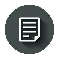 Document note icon in flat style. Paper sheet vector illustration with long shadow. Notepad document business concept.